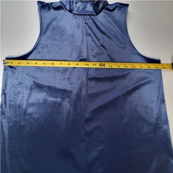 Banana Republic Azure Velvet Sleeveless Mock Neck With Tie Back Sz M NWOT🔷 - Picture 11 of 13